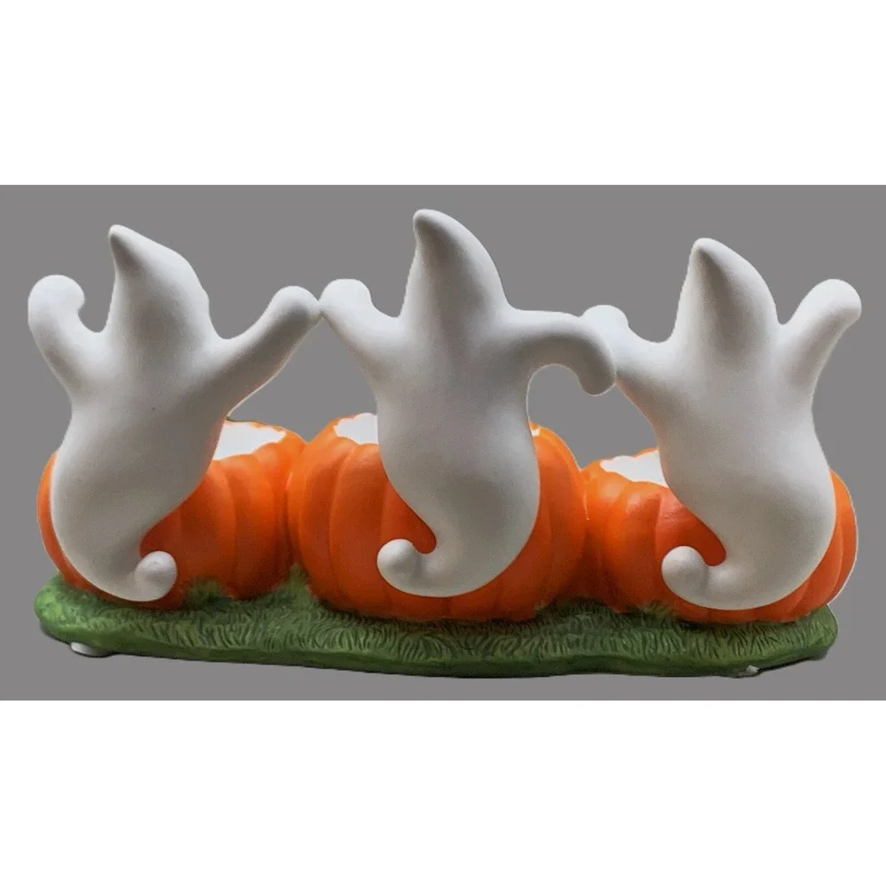 PartyLite Ghost Trio Candle Holder Halloween w 3 PL Candles NIB Retired Vintage